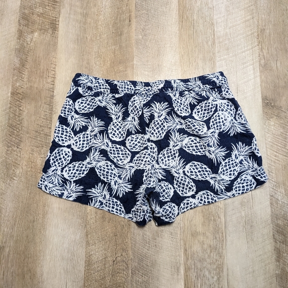 St. John's Bay Linen Blend Tropical Pineapple Shorts Blue and White - Picture 5 of 7